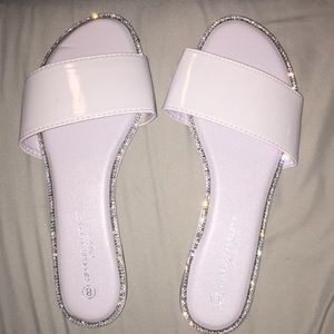 White Rhinestone Sandals!